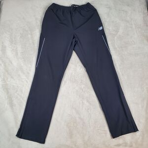New Balance Track Pants Mens Medium Black Stretch Zip Hem Reflective Running